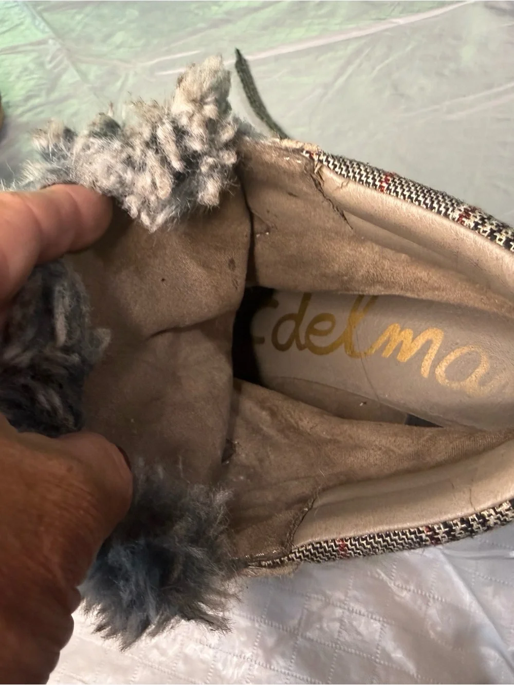 Sam Edelman Taupe Suede Lace-Up Fur Trim Boots
